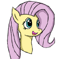 Size: 1152x1152 | Tagged: artist needed, safe, fluttershy, pegasus, pony, g4, bust, female, looking away, mare, open mouth, open smile, portrait, simple background, smiling, solo, three quarter view, white background