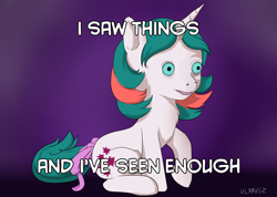 Size: 2600x1850 | Tagged: safe, artist:ulaaviz, derpibooru exclusive, gusty, pony, unicorn, g1, caption, i've seen some shit, image macro, meme, solo, text