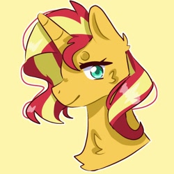 Size: 1024x1024 | Tagged: artist needed, source needed, safe, sunset shimmer, human, pony, unicorn, equestria girls, g4, bust, female, mare, solo