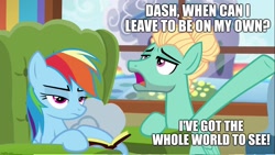 Size: 1279x721 | Tagged: safe, edit, edited screencap, screencap, rainbow dash, zephyr breeze, pegasus, pony, flutter brutter, g4, book, caption, couch, duo, ear fluff, ears, female, indoors, male, mare, pauly shore, pinocchio, pinocchio: a true story, quote, rainbow dash is not amused, simple background, stallion, text, unamused