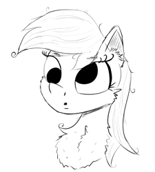 Size: 830x924 | Tagged: safe, artist:chopsticks, derpy hooves, pegasus, pony, g4, cheek fluff, chest fluff, ear fluff, female, mare, monochrome, simple background, sketch, solo, white background