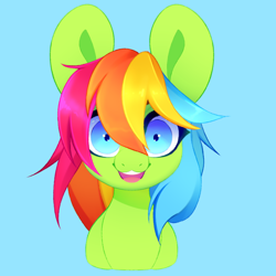Size: 1000x1000 | Tagged: safe, artist:dewtuber, artist:orphanbites, oc, oc only, oc:dew cloverheart, earth pony, pony, :3, l2d, looking at you, model, rainbow, smiling, solo