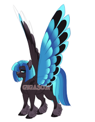 Size: 3200x4100 | Tagged: safe, artist:gigason, oc, oc:geode gust, pegasus, pony, colored wings, female, mare, multicolored wings, obtrusive watermark, offspring, parent:minty mocha, parent:thunderlane, simple background, solo, transparent background, watermark, wings
