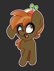 Size: 1230x1625 | Tagged: safe, artist:kindakismet, button mash, earth pony, pony, g4, black background, colt, doodle, floppy ears, foal, hat, male, one ear down, open mouth, outline, propeller hat, simple background, solo