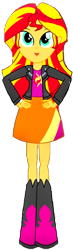 Size: 238x813 | Tagged: safe, artist:rupahrusyaidi, sunset shimmer, human, equestria girls, g4, boots, clothes, female, high heel boots, jacket, shoes, simple background, skirt, solo, transparent background