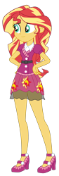 Size: 1454x4329 | Tagged: safe, artist:gmaplay, sunset shimmer, human, equestria girls, g4, my little pony equestria girls: better together, clothes, eyebrows, female, hand on hip, high heels, high res, shoes, simple background, smiling, solo, transparent background