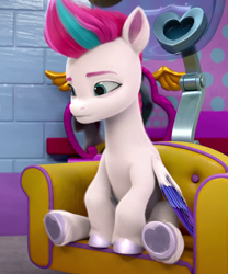 Size: 900x1080 | Tagged: safe, screencap, zipp storm, pegasus, pony, g5, my little pony: make your mark, my little pony: make your mark chapter 1, spoiler:my little pony: make your mark, cropped, female, heart, hoof heart, mare, sitting, solo, underhoof, upside-down hoof heart