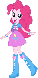 Size: 198x400 | Tagged: safe, artist:rupahrusyaidi, pinkie pie, human, equestria girls, g4, boots, clothes, high heel boots, jacket, shirt, shoes, simple background, skirt, solo, transparent background