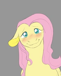 Size: 1080x1350 | Tagged: safe, artist:abbytabbys, fluttershy, pegasus, pony, g4, blushing, colored pupils, cute, female, floppy ears, gray background, in love, looking at you, mare, shyabetes, simple background, smiling, solo