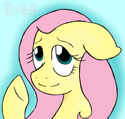 Size: 2230x2125 | Tagged: safe, artist:eeveenerd64, fluttershy, pegasus, pony, g4, bust, cute, female, floppy ears, high res, mare, shyabetes, smiling, solo