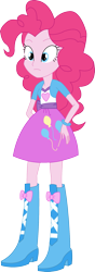 Size: 735x2085 | Tagged: safe, artist:sketchmcreations, pinkie pie, human, equestria girls, g4, boots, clothes, female, high heel boots, jacket, shirt, shoes, simple background, skirt, solo, transparent background, vector