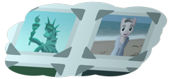 Size: 1399x642 | Tagged: safe, artist:equestriaexploration, pony, atg 2022, newbie artist training grounds, photo album, simple background, statue of liberty, transparent background