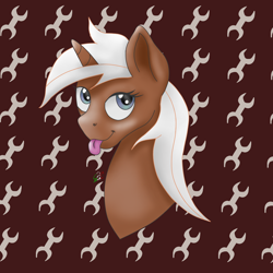 Size: 1080x1080 | Tagged: safe, artist:lennystendhal13, silver spanner, pony, g4, bust, portrait, solo, tongue out