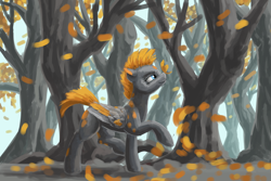 Size: 1800x1200 | Tagged: safe, artist:da-exile, oc, oc only, pegasus, pony, atg 2016, female, leaf, leaves, mare, newbie artist training grounds, solo, tree