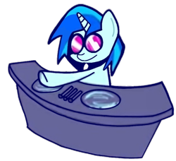 Size: 720x657 | Tagged: safe, artist:rainbrony, dj pon-3, vinyl scratch, pony, unicorn, g4, friday night funkin', funkin' is magic, glasses, happy, simple background, solo, transparent background, turntable