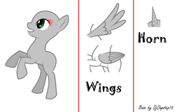 Size: 1720x1102 | Tagged: safe, artist:djdupstep15, oc, oc only, earth pony, pony, bald, base, eyelashes, female, horn, mare, rearing, simple background, solo, white background, wings