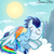 Size: 900x900 | Tagged: safe, artist:mlplary6, rainbow dash, soarin', pegasus, pony, g4, boyfriend and girlfriend, castle, cloud, female, hug, lying down, male, mare, mountain, ship:soarindash, shipping, sky, sleeping, smiling, stallion, straight, sun, winghug, wings