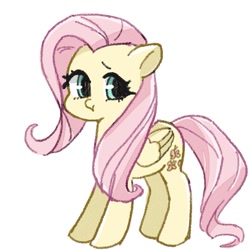 Size: 729x729 | Tagged: safe, artist:xiooo_witch, fluttershy, pegasus, pony, g4, :t, female, folded wings, looking at you, mare, simple background, solo, white background, wings