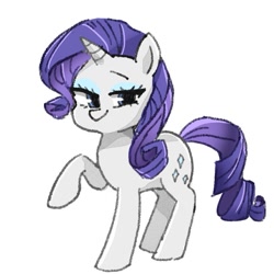 Size: 729x729 | Tagged: safe, artist:xiooo_witch, rarity, pony, unicorn, g4, female, horn, mare, raised hoof, simple background, solo, white background