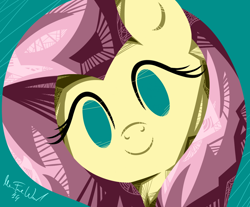 Size: 1452x1200 | Tagged: safe, artist:wavecipher, fluttershy, pegasus, pony, g4, bust, looking at you, no pupils, portrait, solo