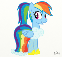 Size: 800x730 | Tagged: safe, artist:tuttaliny, rainbow dash, pegasus, pony, g4, 2013, alternate hairstyle, clothes, dress, female, mare, ponytail, simple background, solo, white background
