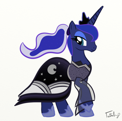 Size: 800x795 | Tagged: safe, artist:tuttaliny, princess luna, alicorn, pony, g4, 2013, clothes, dress, female, mare, ponytail, simple background, solo, white background