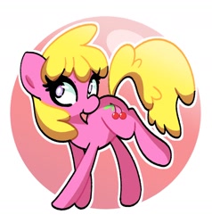 Size: 1600x1679 | Tagged: safe, artist:kindakismet, cherry berry, earth pony, pony, g4, circle background, female, mare, simple background, solo, white background