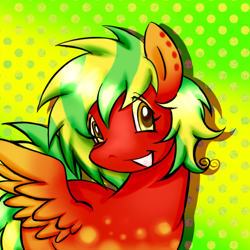 Size: 500x500 | Tagged: safe, artist:xxitachiuchihaloverxx, oc, oc only, oc:balloon chaser, female, gradient background, gradient pattern, icon, looking at you, smiling