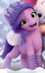 Size: 680x1104 | Tagged: safe, pipp petals, sunny starscout, zipp storm, earth pony, pegasus, pony, g5, adorapipp, book cover, clothes, cover, cropped, cute, female, mare, royal sisters (g5), siblings, sisters, socks, solo focus, winter, winter outfit