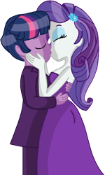 Size: 495x825 | Tagged: safe, artist:bunnyregan, rarity, sci-twi, twilight sparkle, human, equestria girls, g4, clothes, dress, dusk shine, eyes closed, eyeshadow, female, half r63 shipping, height difference, kiss on the lips, kissing, makeup, male, rule 63, sci-dusk, ship:rarilight, ship:rarishine, ship:sci-rarilight, shipping, simple background, straight, transparent background, tuxedo