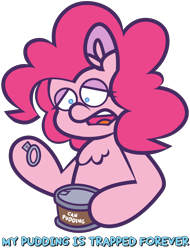 Size: 3968x5226 | Tagged: safe, artist:threetwotwo32232, pinkie pie, earth pony, pony, g4, female, food, hoof hold, mare, pudding, simple background, simpsons did it, solo, transparent background