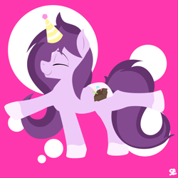 Size: 3918x3918 | Tagged: safe, artist:sefastpone, oc, oc only, oc:czupone, pony, unicorn, abstract background, hat, high res, male, party hat, stallion, vector