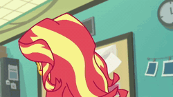 Size: 1920x1080 | Tagged: safe, screencap, sunset shimmer, human, equestria girls, equestria girls specials, g4, my little pony equestria girls: better together, my little pony equestria girls: forgotten friendship, animated, blinking, clothes, cutie mark on clothes, female, geode of empathy, jewelry, leather, leather vest, magical geodes, necklace, open mouth, solo, sound, vest, webm