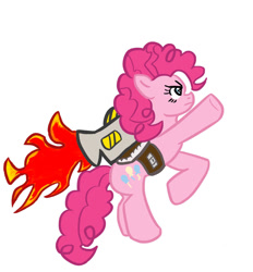 Size: 1300x1400 | Tagged: safe, artist:pvtjcaboose, pinkie pie, earth pony, pony, g4, determined, female, flying, jetpack, simple background, solo, white background