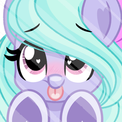 Size: 2000x2000 | Tagged: safe, artist:emberslament, flitter, pegasus, pony, g4, blushing, bow, cute, female, flitterbetes, hair bow, heart, heart eyes, high res, hoof heart, licking, licking the fourth wall, mare, simple background, tongue out, transparent background, underhoof, wingding eyes