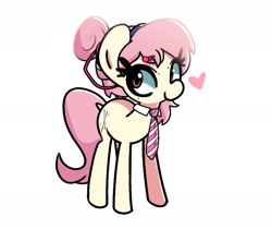 Size: 1800x1513 | Tagged: safe, artist:kindakismet, oc, oc only, oc:lily clay, earth pony, pony, female, heart, looking at you, mare, necktie, solo