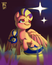 Size: 2000x2500 | Tagged: safe, artist:howshouldikno, oc, oc:brave heart, pegasus, pony, female, high res, solo, stars, teary eyes