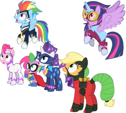 Size: 969x869 | Tagged: safe, edit, edited screencap, editor:pascalmulokozi2, screencap, applejack, fili-second, mistress marevelous, pinkie pie, radiance, rainbow dash, rarity, spike, twilight sparkle, zapp, alicorn, earth pony, pegasus, pony, unicorn, g4, power ponies (episode), background removed, butt, humdrum costume, masked matter-horn costume, plot, power ponies, shocked, shocked expression, shocked eyes, simple background, surprised, surprised face, transparent background, twilight sparkle (alicorn)