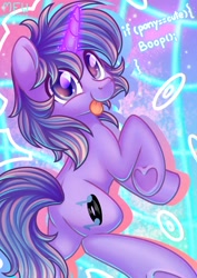 Size: 2480x3508 | Tagged: safe, artist:wavecipher, oc, oc only, oc:techno drift, pony, unicorn, :p, cute, glowing, glowing horn, high res, horn, looking at you, ocbetes, solo, tongue out