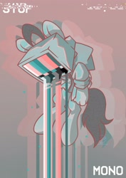 Size: 2480x3508 | Tagged: safe, alternate version, artist:wavecipher, oc, oc only, oc:mono, earth pony, hybrid, pony, clothes, crt, crying, floating, hand, high res, limited palette, object head, solo, television