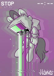 Size: 2480x3508 | Tagged: safe, alternate version, artist:wavecipher, oc, oc only, oc:mono, earth pony, hybrid, pony, clothes, crying, floating, hand, high res, limited palette, object head, solo, television