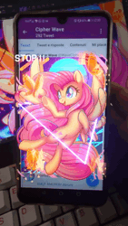 Size: 720x1280 | Tagged: safe, artist:wavecipher, fluttershy, butterfly, pegasus, pony, g4, animated, augmented reality, heart, heart eyes, retrowave, solo, synthwave, triangle, vaporwave, webm, wingding eyes