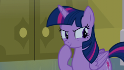Size: 1280x720 | Tagged: safe, screencap, twilight sparkle, alicorn, pony, amending fences, g4, season 5, >:), cute, evil grin, female, folded wings, grin, hoof over mouth, mare, raised hoof, smiling, smirk, solo, thinking, twilight sparkle (alicorn), wings
