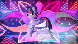 Size: 3840x2160 | Tagged: safe, artist:laszlvfx, artist:shootingstarsentry, edit, twilight sparkle, alicorn, pony, g4, clothes, dress, high res, solo, twilight sparkle (alicorn), wallpaper, wallpaper edit