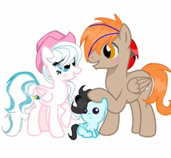 Size: 720x666 | Tagged: safe, artist:andy, oc, oc only, oc:fededash, oc:rosemoon, pegasus, pony, baby, baby pony, eyes open, family, male, male oc, orange eyes, pegasus oc, pony oc, simple background, stallion, stallion oc, trio, white background