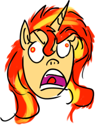 Size: 959x1270 | Tagged: safe, alternate version, artist:horsesplease, sunset shimmer, pony, unicorn, g4, angry, derp, fuuuuuu, meme, rage comic, rage face, rage guy, screaming, simple background, solo, transparent background