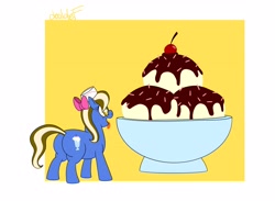 Size: 4096x3004 | Tagged: safe, artist:doublef-returns, earth pony, pony, chubby, food, ice cream, simple background, solo