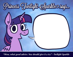 Size: 640x499 | Tagged: safe, artist:horsewizardart, edit, twilight sparkle, alicorn, pony, bust, female, looking at you, mare, open mouth, open smile, smiling, smiling at you, solo, speech bubble, talking to viewer, text, twilight sparkle (alicorn)