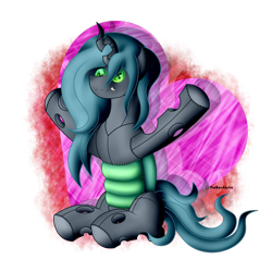 Size: 1500x1500 | Tagged: safe, artist:thebenalpha, queen chrysalis, changeling, changeling queen, original species, plush pony, g4, button eyes, female, hugs?, plushie, simple background, transparent background