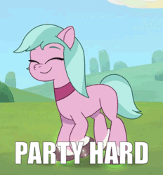 Size: 320x345 | Tagged: safe, edit, edited screencap, screencap, dahlia, earth pony, pony, g5, my little pony: tell your tale, neighfever, spoiler:g5, spoiler:my little pony: tell your tale, spoiler:tyts01e16, adordahlia, animated, cute, dancing, diahlia, earth pony grow dance, eyes closed, female, happy, mare, party hard, smiling, solo, sparkles